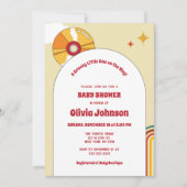 レトロビニール男女兼用ベビーシャワー招待状 セーブザデート (正面)