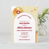 レトロビニール男女兼用ベビーシャワー招待状 セーブザデート (スタンド正面)