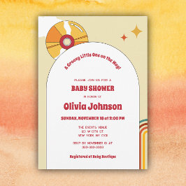 レトロビニール男女兼用ベビーシャワー招待状 セーブザデート