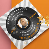 レトロビニール男性の誕生日パーティー 招待状