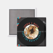 レトロビニール結婚レコードの写真保存日時 マグネット (正面/裏面)