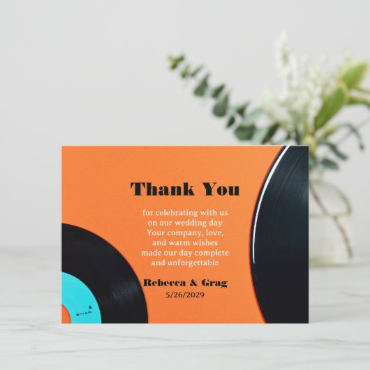 レトロビニール結婚レコードの写真 サンキューカード (スタンド正面)