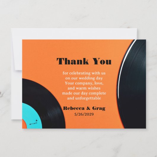 レトロビニール結婚レコードの写真 サンキューカード (正面)