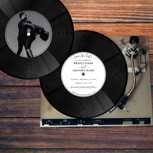レトロビニール音楽レコード ウェディング セーブ・ザ・デート 招待状