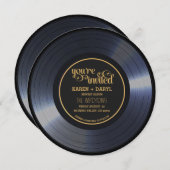 レトロビニ結婚ルブラック 招待状 (正面/裏面)