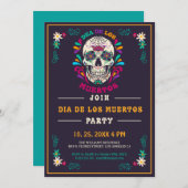 レトロビビーデイオブザデッドDia De Los Muertos 招待状 (正面/裏面)