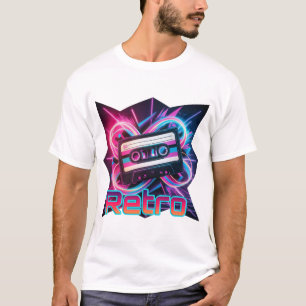 レトロビブ – 80sおよび90sネオンカセットテープ tシャツ