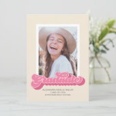 レトロビベス（ピンク）写真卒業発表 招待状 (スタンド正面)