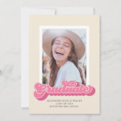 レトロビベス(ピンク)写真卒業発表 招待状 (正面)