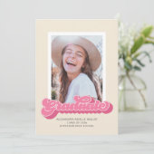 レトロビベス(ピンク)写真卒業発表 招待状 (スタンド正面)