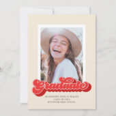レトロビベス（赤）写真卒業発表 招待状 (正面)