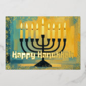 レトロビベハヌカー（ユダヤ教）メノラーグリッターエッジ 箔シーズンカード (正面)