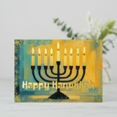 レトロビベハヌカー（ユダヤ教）メノラーグリッターエッジ 箔シーズンカード (立ち正面)