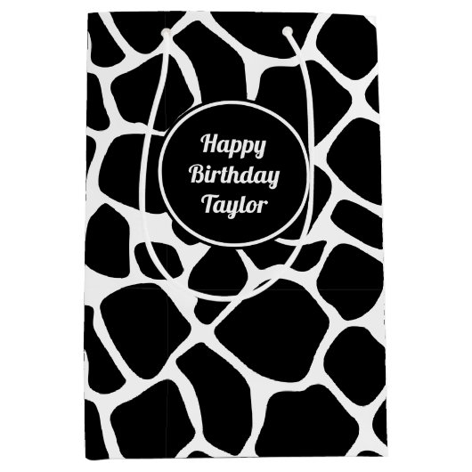 レトロビベ素朴ー牛隠しアニマルプリントパターン ミディアムペーパーバッグ (正面)