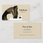 レトロビューティシャン女性シャンプー長い黒い髪 名刺 (正面/裏面)