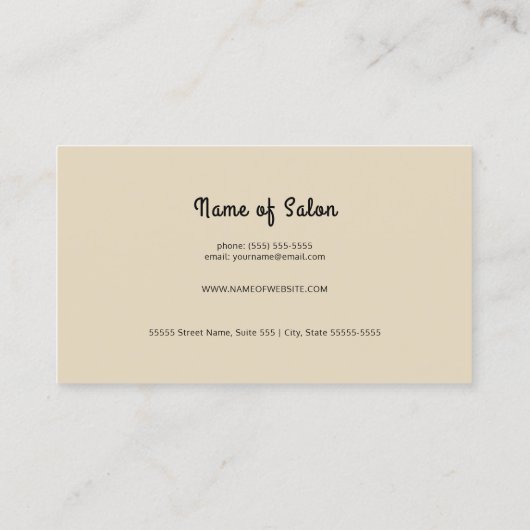 レトロビューティシャン女性シャンプー長い黒い髪 名刺 (裏面)