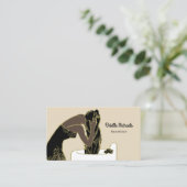 レトロビューティシャン女性シャンプー長い黒い髪 名刺 (スタンド正面)