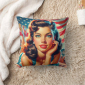 レトロビューティフルアメリカンガール クッション (ブランケット)