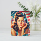 レトロビューティフルアメリカンガール ポストカード (スタンド正面)