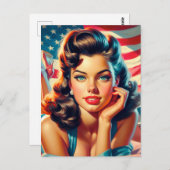 レトロビューティフルアメリカンガール ポストカード (正面/裏面)