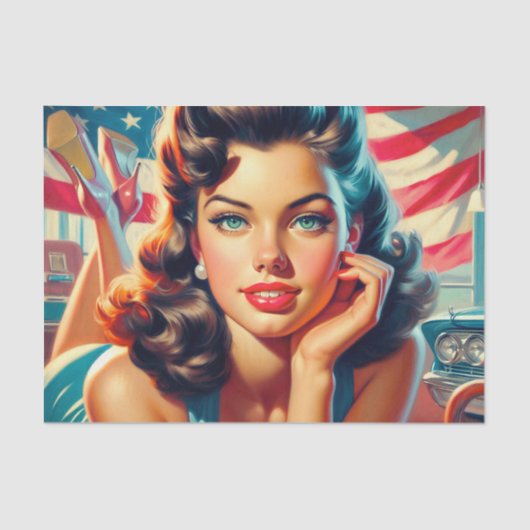 レトロビューティフルアメリカンガール 薄葉紙 (正面)