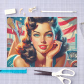 レトロビューティフルアメリカンガール 薄葉紙 (クラフト)