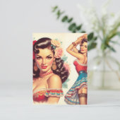 レトロビューティーメキシコ人女性 ポストカード (スタンド正面)