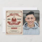 レトロビリヤード誕生日招待状自分の写真を追加 招待状 (正面)