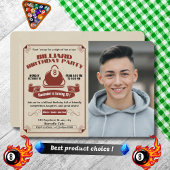 レトロビリヤード誕生日招待状自分の写真を追加 招待状