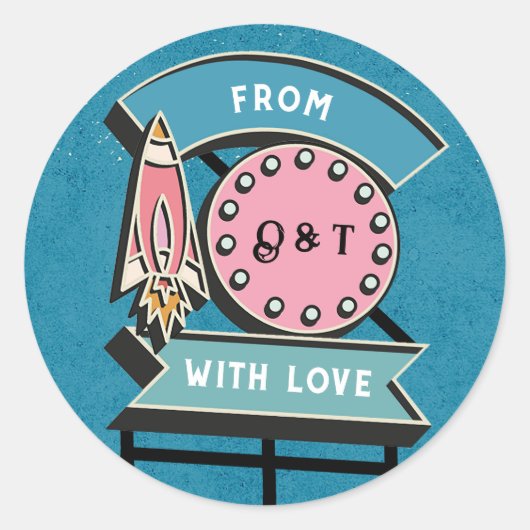 レトロビルボードシ結婚ャンクラシックグの丸ステッキ ラウンドシール (正面)