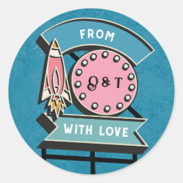 レトロビルボードシ結婚ャンクラシックグの丸ステッキ ラウンドシール