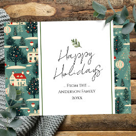 レトロビレッジタウンクリスマスグリーティング ポストカード