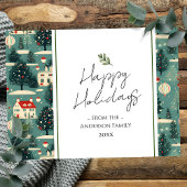 レトロビレッジタウンクリスマスグリーティング ポストカード