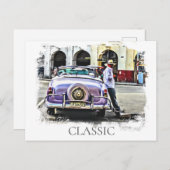 *~*レトロビンテクラシックージカーアンティークマンリーニング ポストカード (正面/裏面)