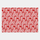 レトロビンテージのサンタビネット ラッピングペーパーシート (正面3)