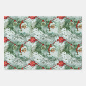 レトロビンテージのサンタビネット ラッピングペーパーシート (正面)