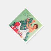 レトロビンテージクリスマスウーマンサンタパーティーナプキン スタンダードカクテルナプキン (角)