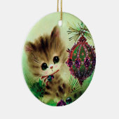 レトロビンテージクリスマスキャットホリデーツリーオーナメント セラミックオーナメント (右)
