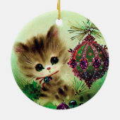 レトロビンテージクリスマスキャットホリデーツリーオーナメント セラミックオーナメント (裏面)
