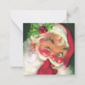 レトロビンテージクリスマスサンタにテキストを追加 ノートカード (正面)