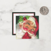 レトロビンテージクリスマスサンタにテキストを追加 ノートカード (正面/裏面インサイチュ)