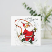 レトロビンテージクリスマスサンタジャンプローピング シーズンカード (スタンド正面)