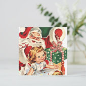 レトロビンテージクリスマスサンタチャイルドパーティー 招待状 (スタンド正面)