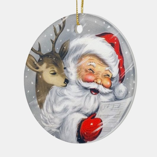レトロビンテージクリスマスサンタトインデアオーナメント セラミックオーナメント (左)