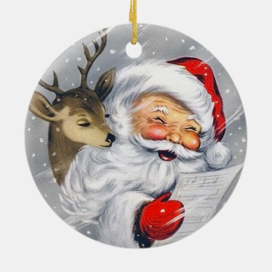 レトロビンテージクリスマスサンタトインデアオーナメント セラミックオーナメント (裏面)
