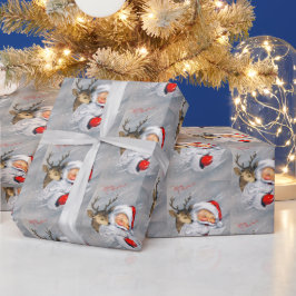 レトロビンテージクリスマスサンタトインデアパーティーラップ ラッピングペーパー