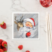 レトロビンテージクリスマスサンタトインデアパーティー スタンダードカクテルナプキン (インサイチュ)