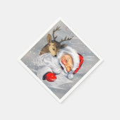 レトロビンテージクリスマスサンタトインデアパーティー スタンダードカクテルナプキン (角)