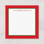 レトロビンテージクリスマスサンタトナイダーホリデー スクエア名刺 (裏面)