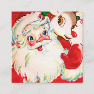 レトロビンテージクリスマスサンタトナイダーホリデー スクエア名刺